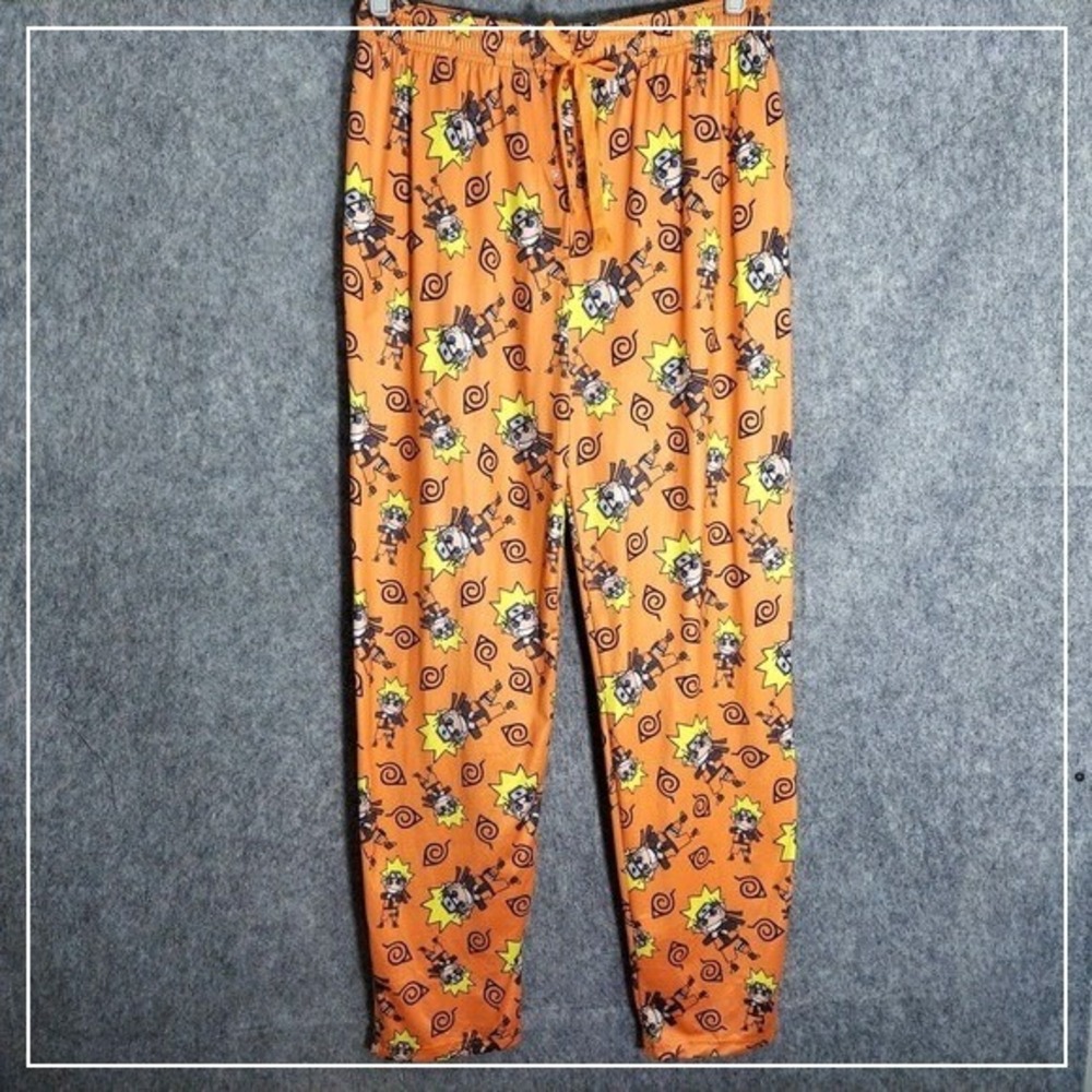 Naruto men Pajama Pant M Pull On Elastic‎ Waist Package Drawstring Graphics Soft